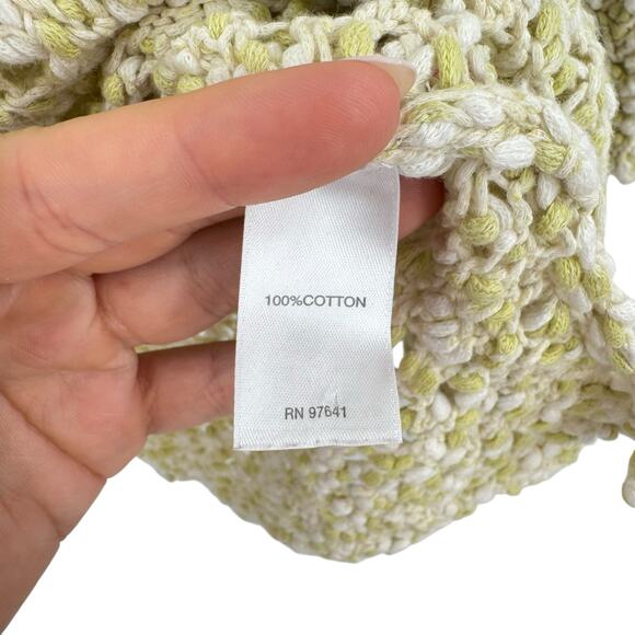 J. Jill Lemongrass Marled Yellow Open Stitch Crochet Chunky Knit Unlined Top - Picture 13 of 14